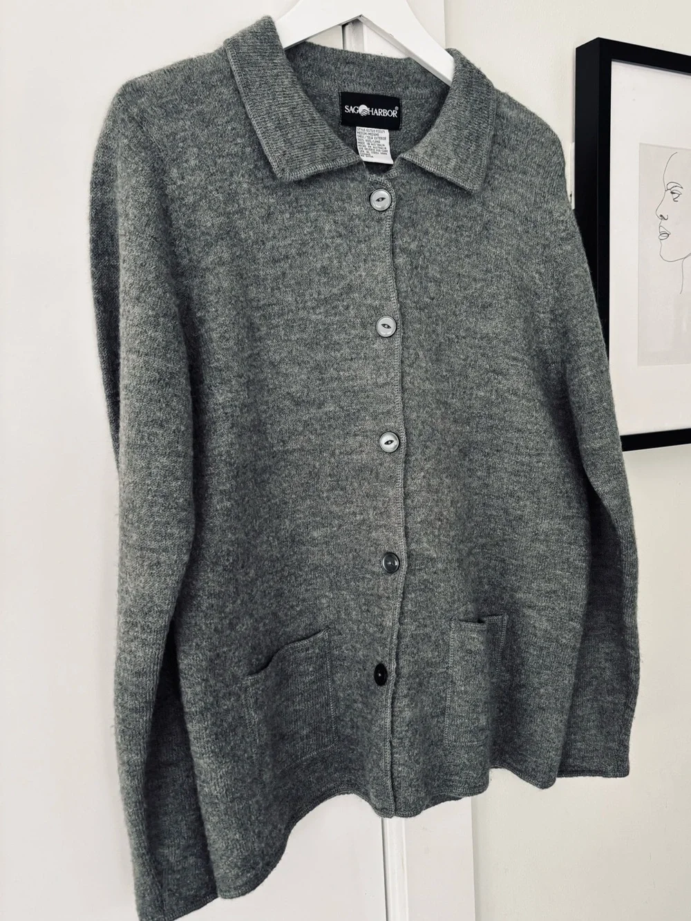 VTG Sag Harbor 100% Austrailian Wool Button Up Cardigan-Jacket women's medium